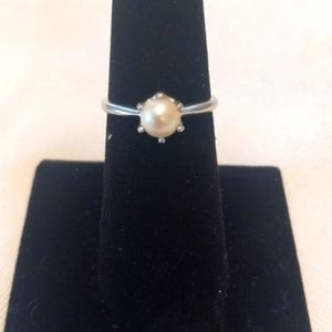 Vintage 10k White Gold Pearl Ring Size 5